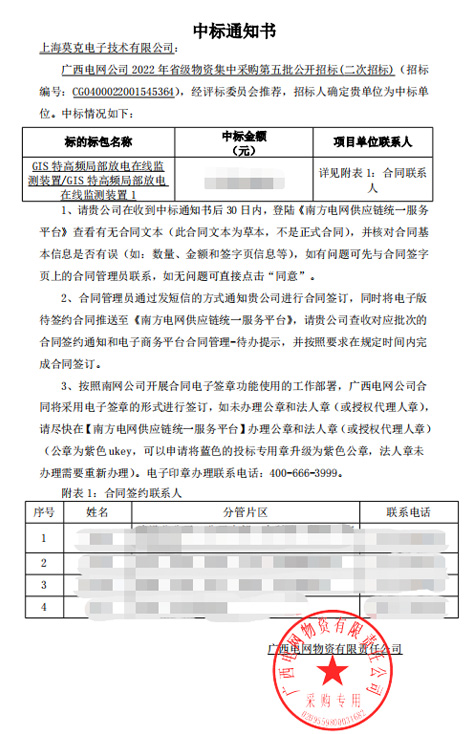 喜訊！我司成功中標(biāo)廣西電網(wǎng)2022年省級物資集中采購第五批公開招標(biāo)項目(圖1)